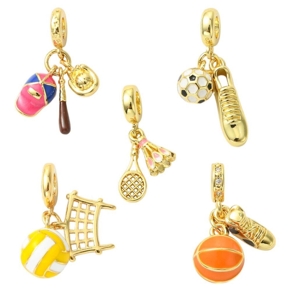 7377 5Pcs Enamel Sport Pendants Ornaments Sport Basketball Shoes European